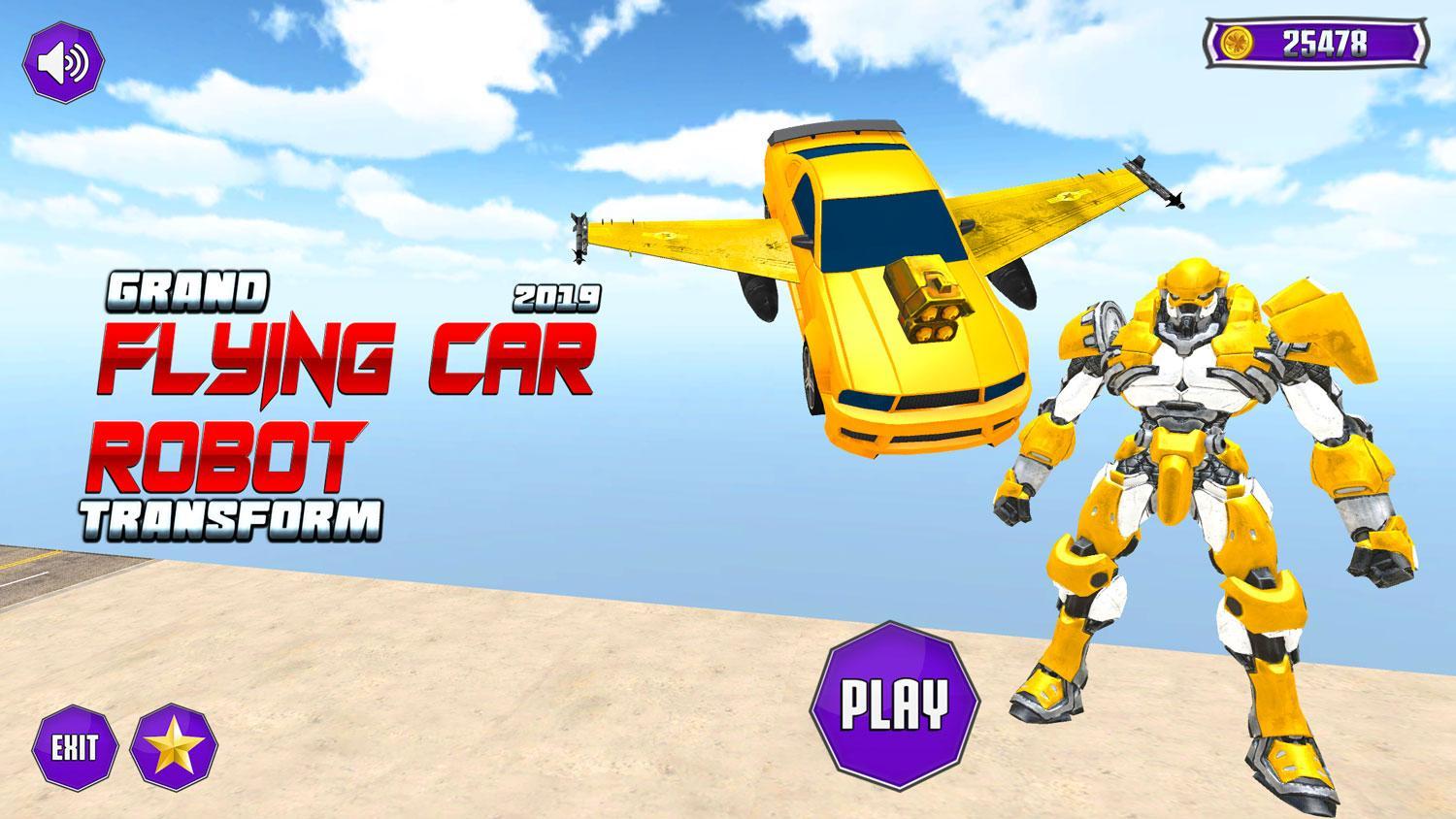Flying Grand Robot Car Transform Fight 2019