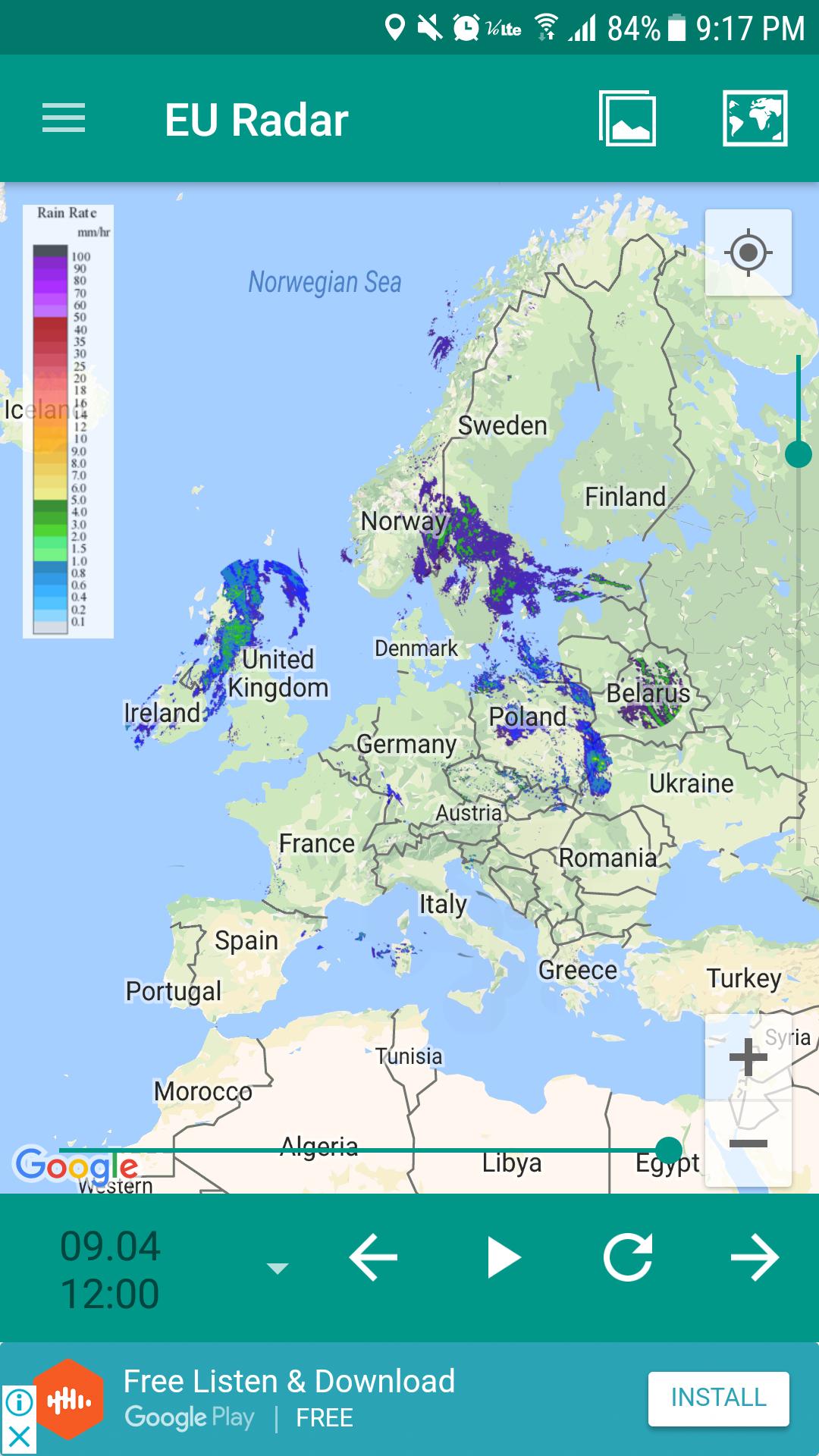 European Rain Radar(Weather Forcast)