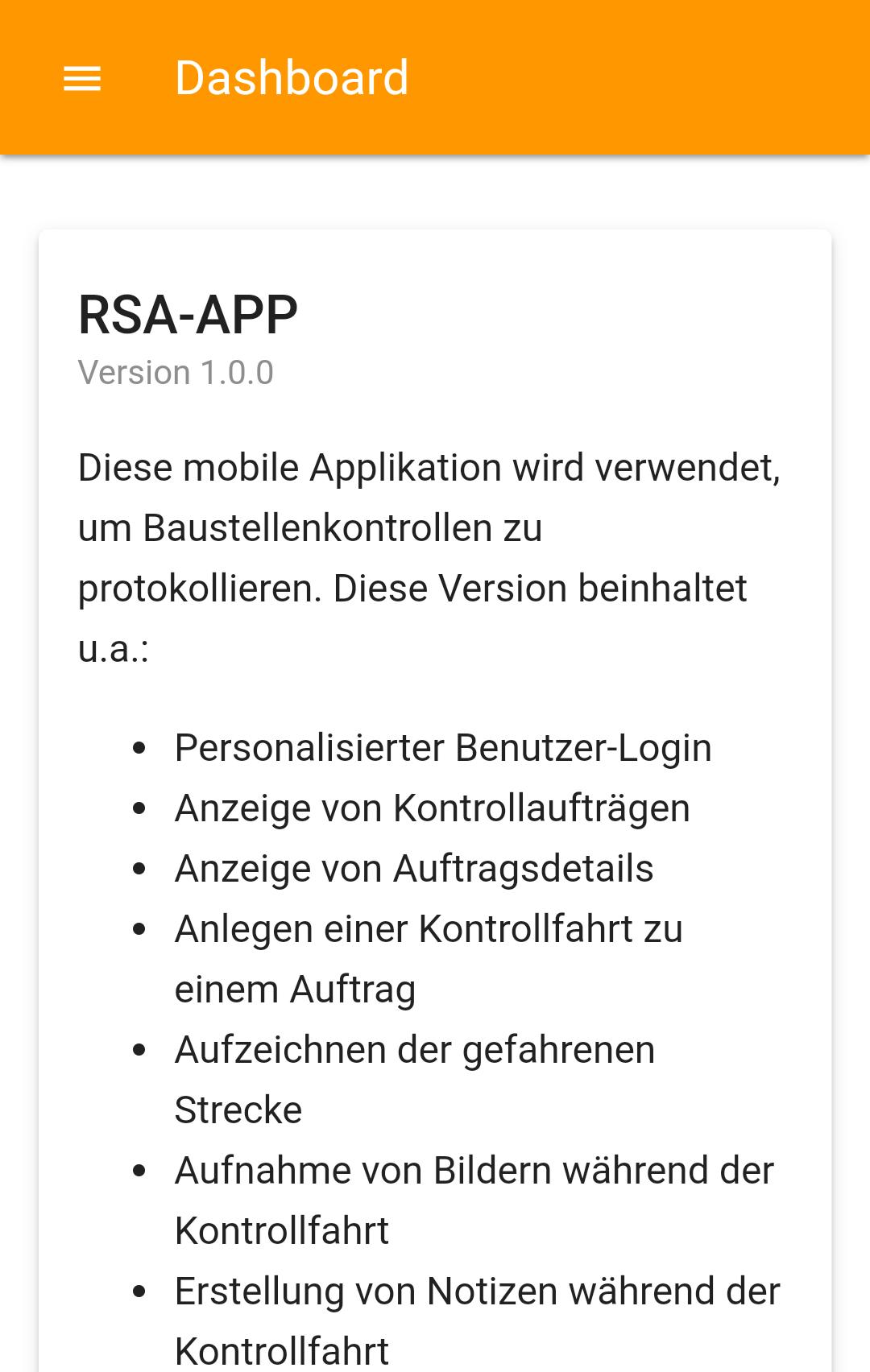 RSA Baustellenkontroll-App / RSA-App