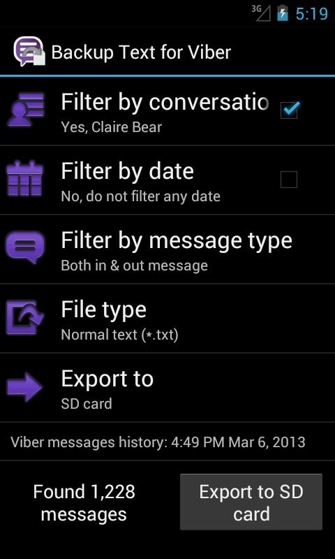 Backup Text for Viber