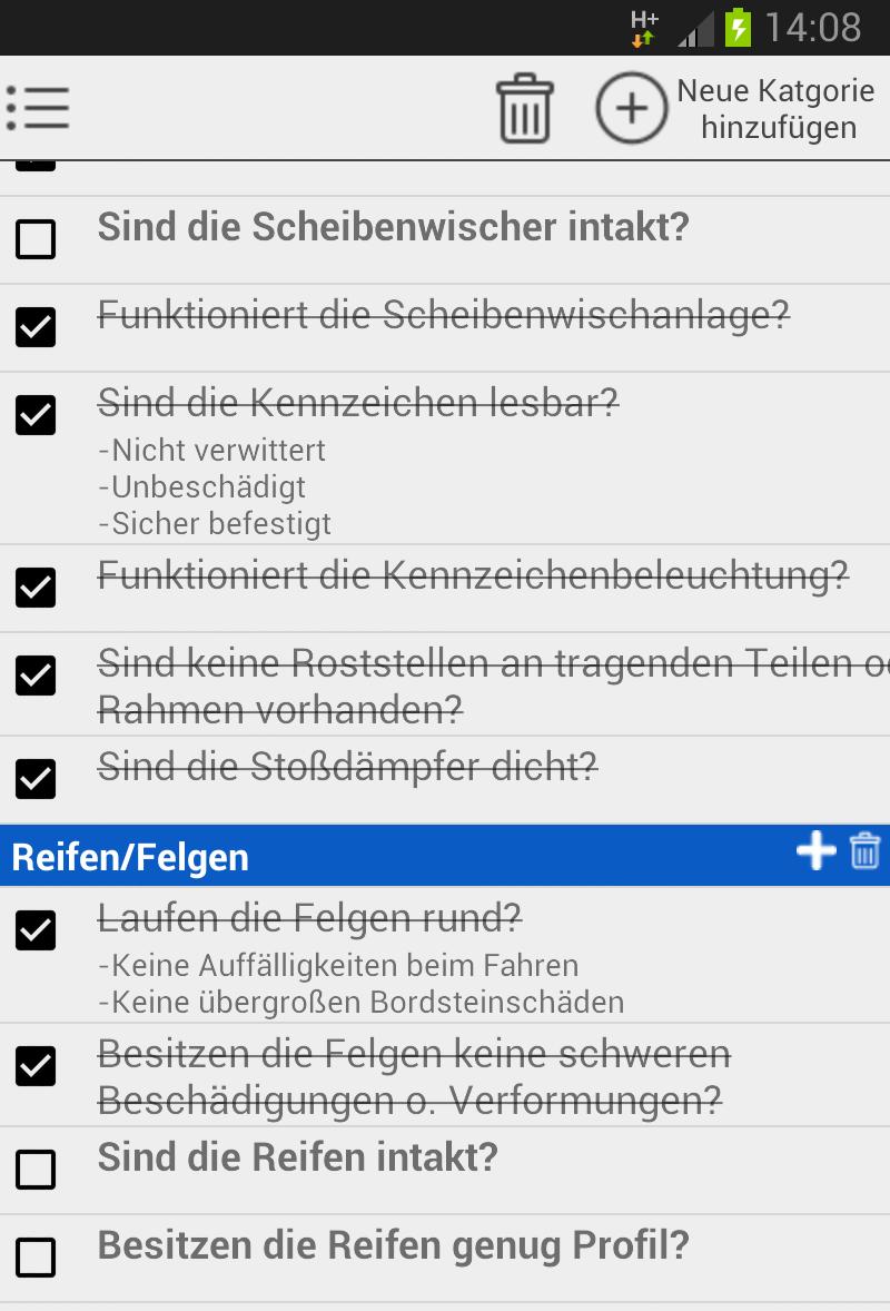 Auto Checkliste
