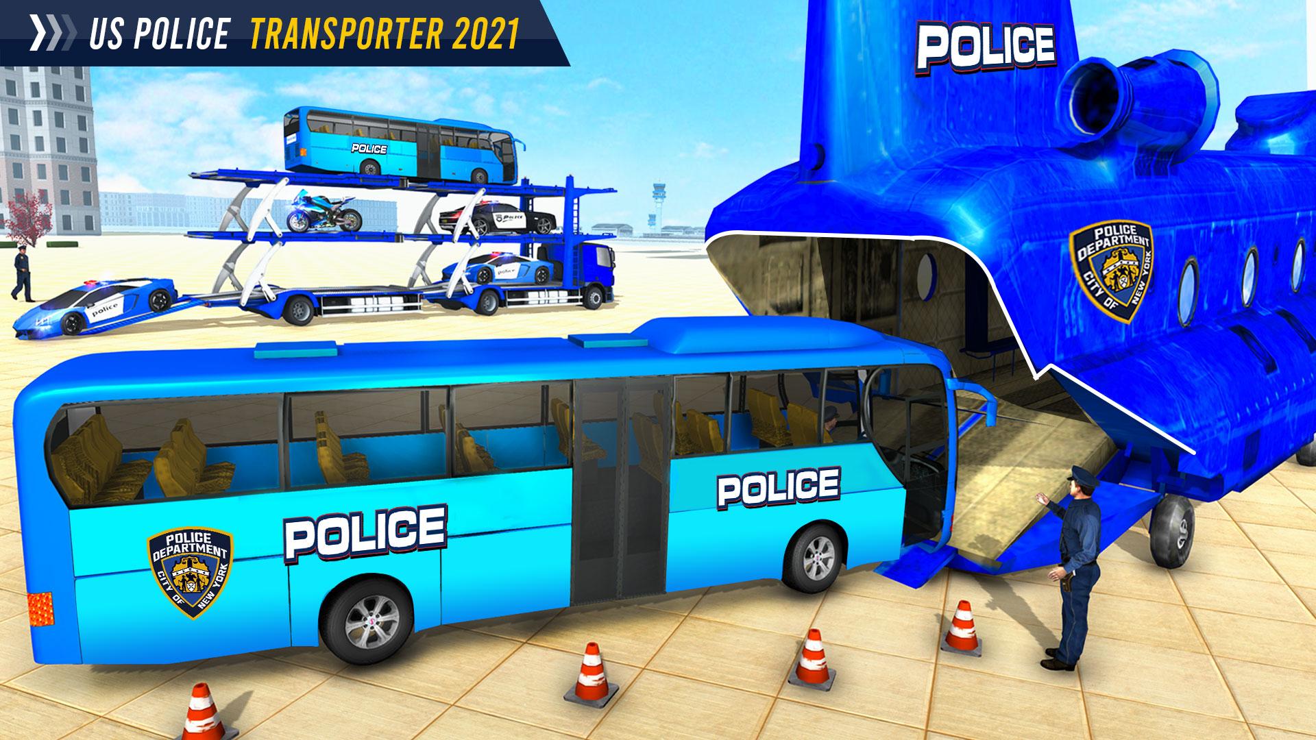Grand Police Bus Transport Truck: Airplane Games