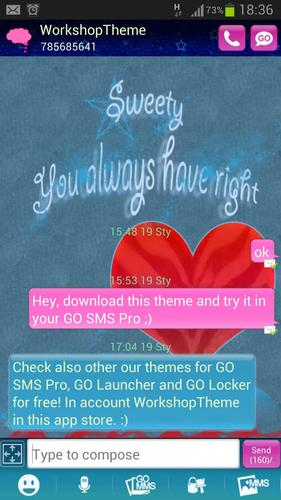 GO SMS Theme Red Heart