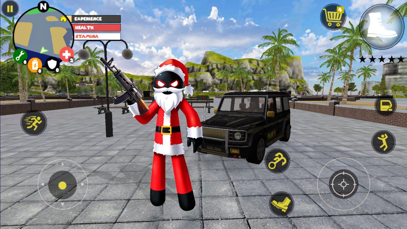 Santa Claus Stickman Rope Hero
