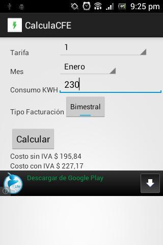 Calcula CFE