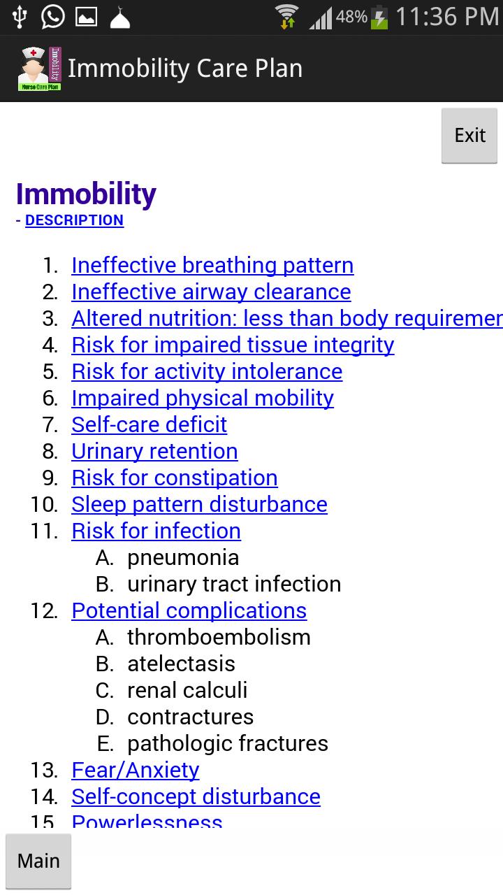 Nurse care plan Immobility