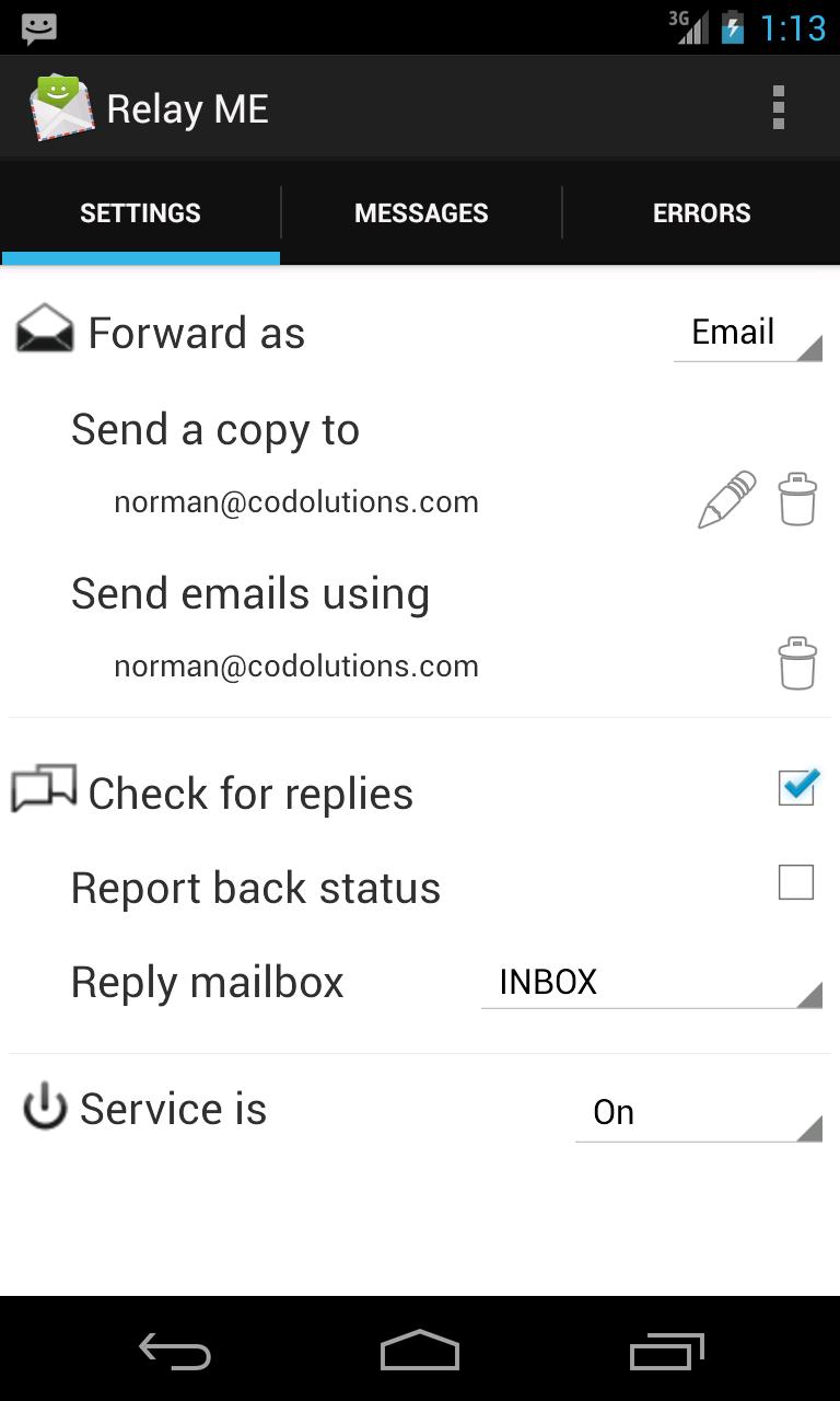 Relay ME, SMS via Email