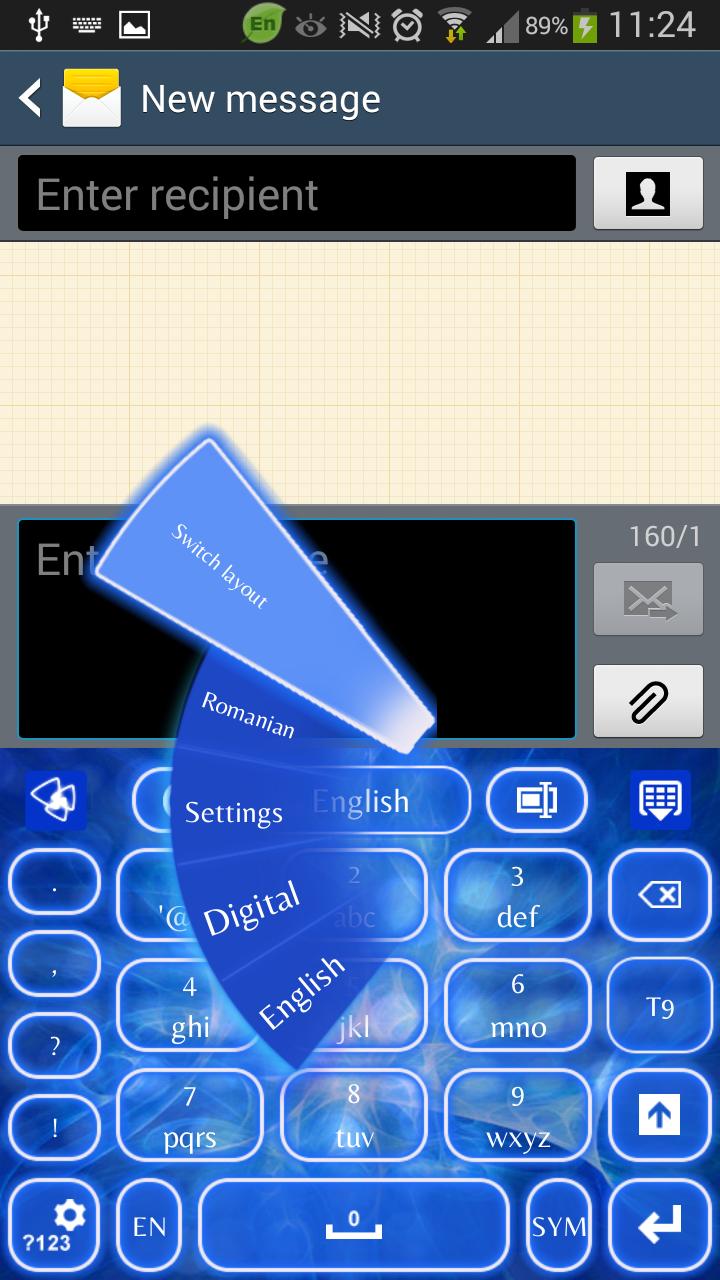 GO Keyboard Blue Neon